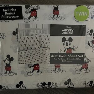 Disney Mickey Mouse Red and Black Twin Sheet Set